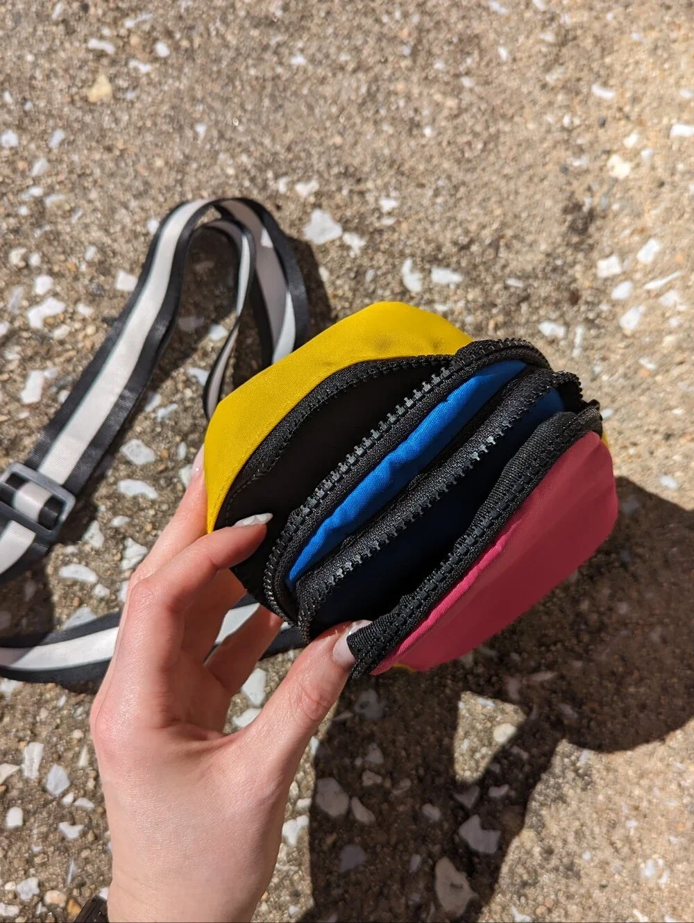 Small Colorblock Kids Crossbody Pouch - Pink, Yellow & Blue